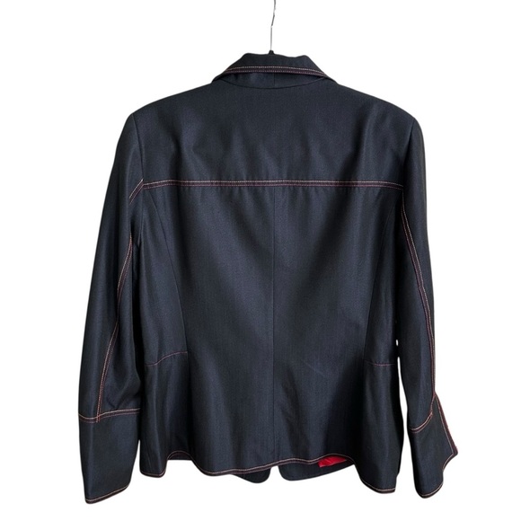 ALAIN MANOUKIAN Paris Western Denim Blazer Red Orange Stitch Wool Blend Size 14 - Picture 9 of 16